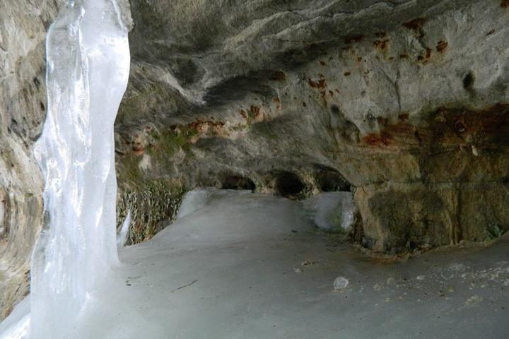 Curtains of ice inside the Eben Ice Caves